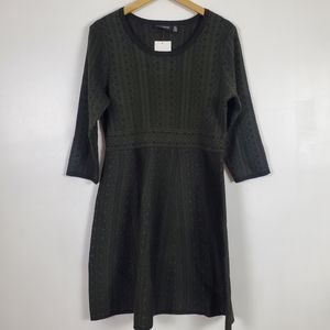 Nina Leonard NWT fit and flare sweater dress olive and black